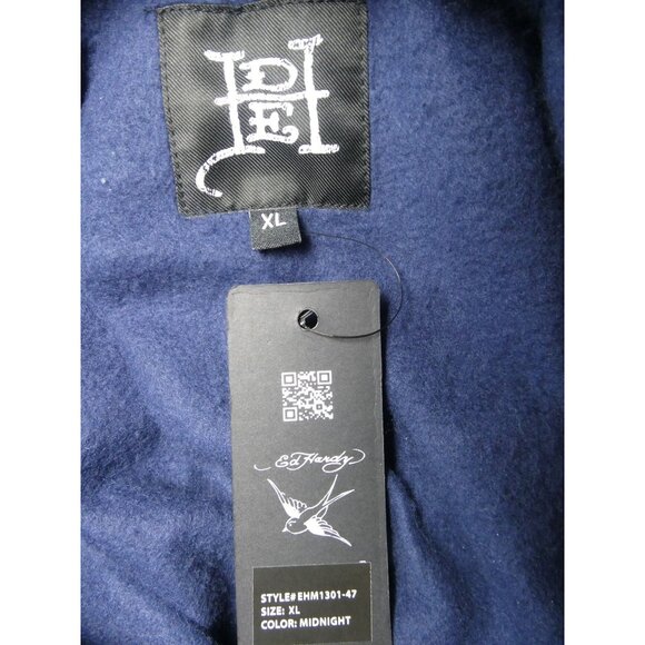 Ed Hardy Men's Panther‎ Bulldog Midnight Blue Hoodie Sizes L & XL - Picture 12 of 16